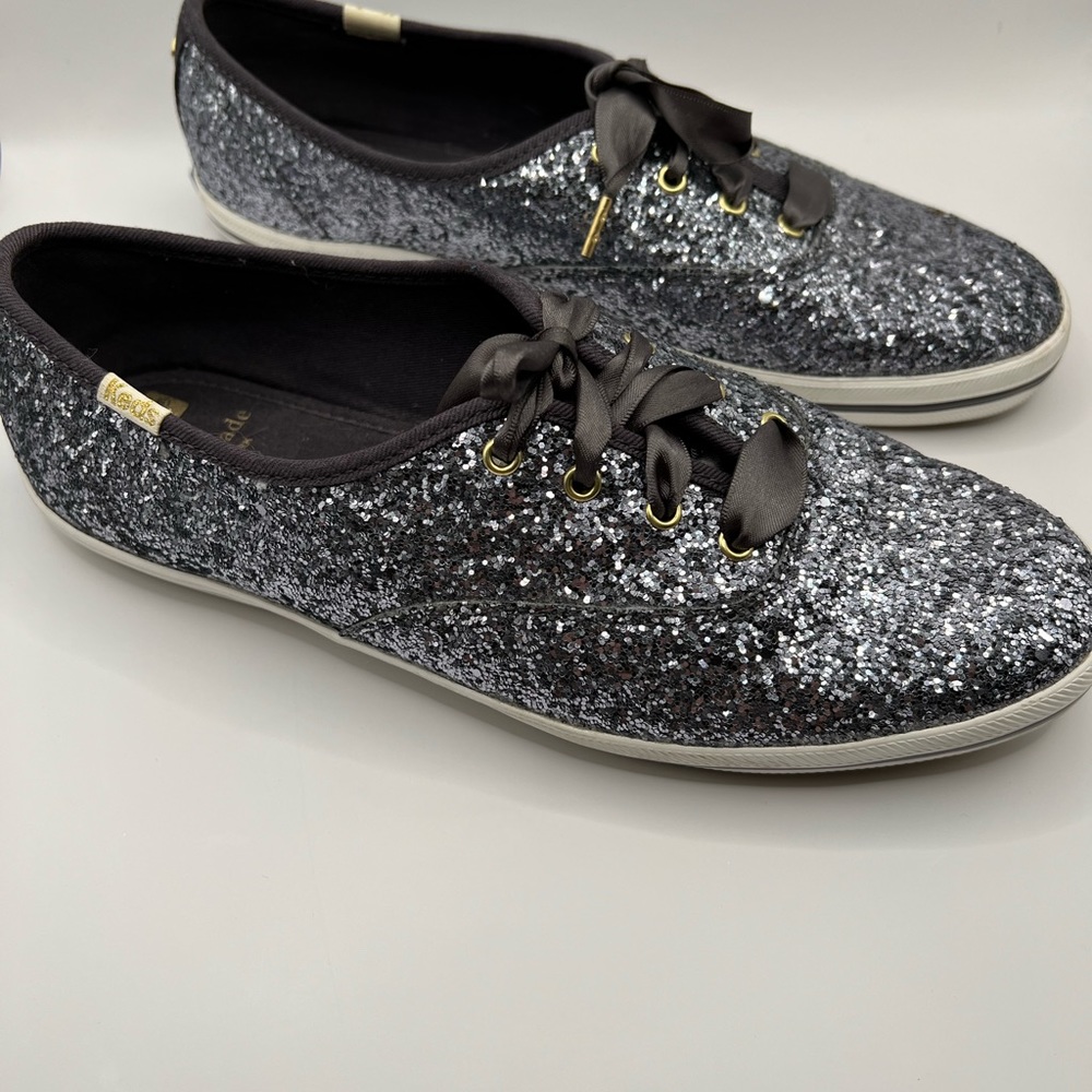 New Kate Spade X Keds Gray Sparkle Tennis Shoes Size 8 Gem
